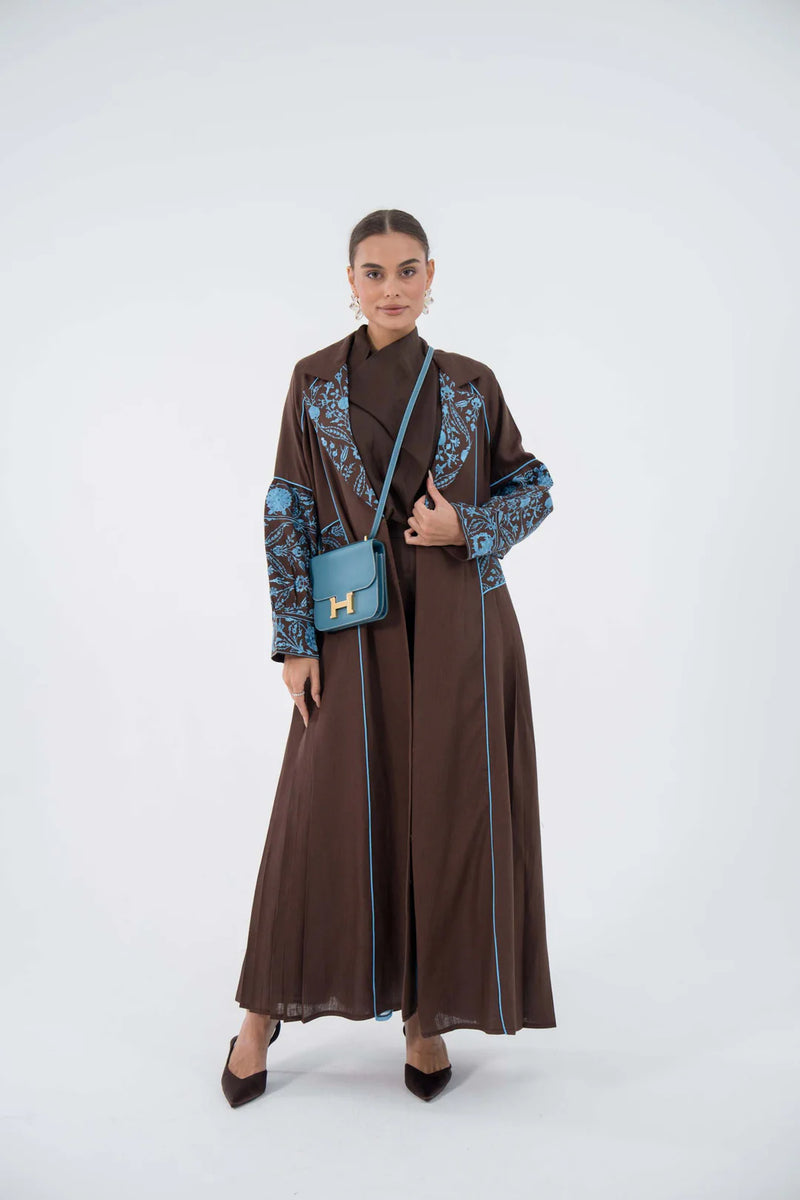 Azure Vine Linen Abaya