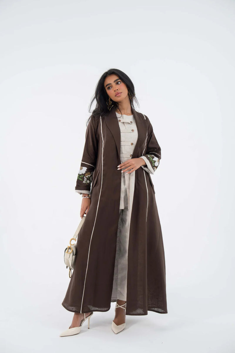 Floral Drift Linen Abaya